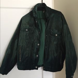 Free People Turquoise Velvet Trucker Jacket